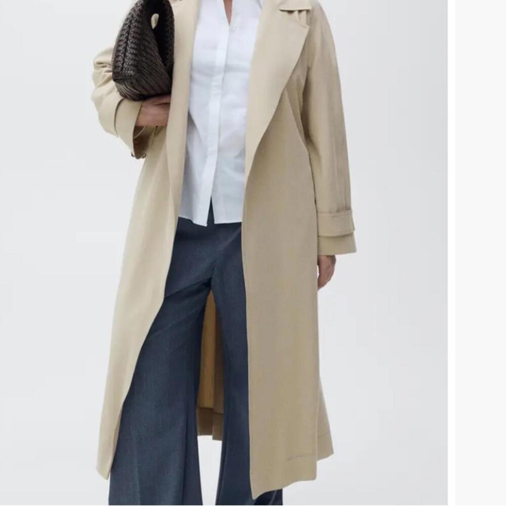 NWT Mango soft khaki‎ trench coat with belt Size XL